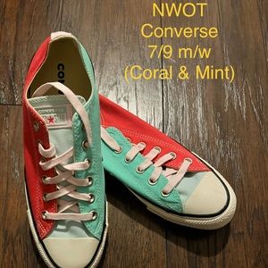NWOT Converse Chuck Taylor Shoes (Coral & Mint) M7/W9